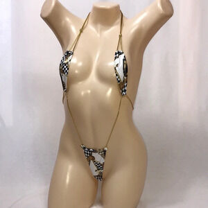 Zuliana Size Small Gold Cable String Thong One Piece. Made In USA. New With Tag
